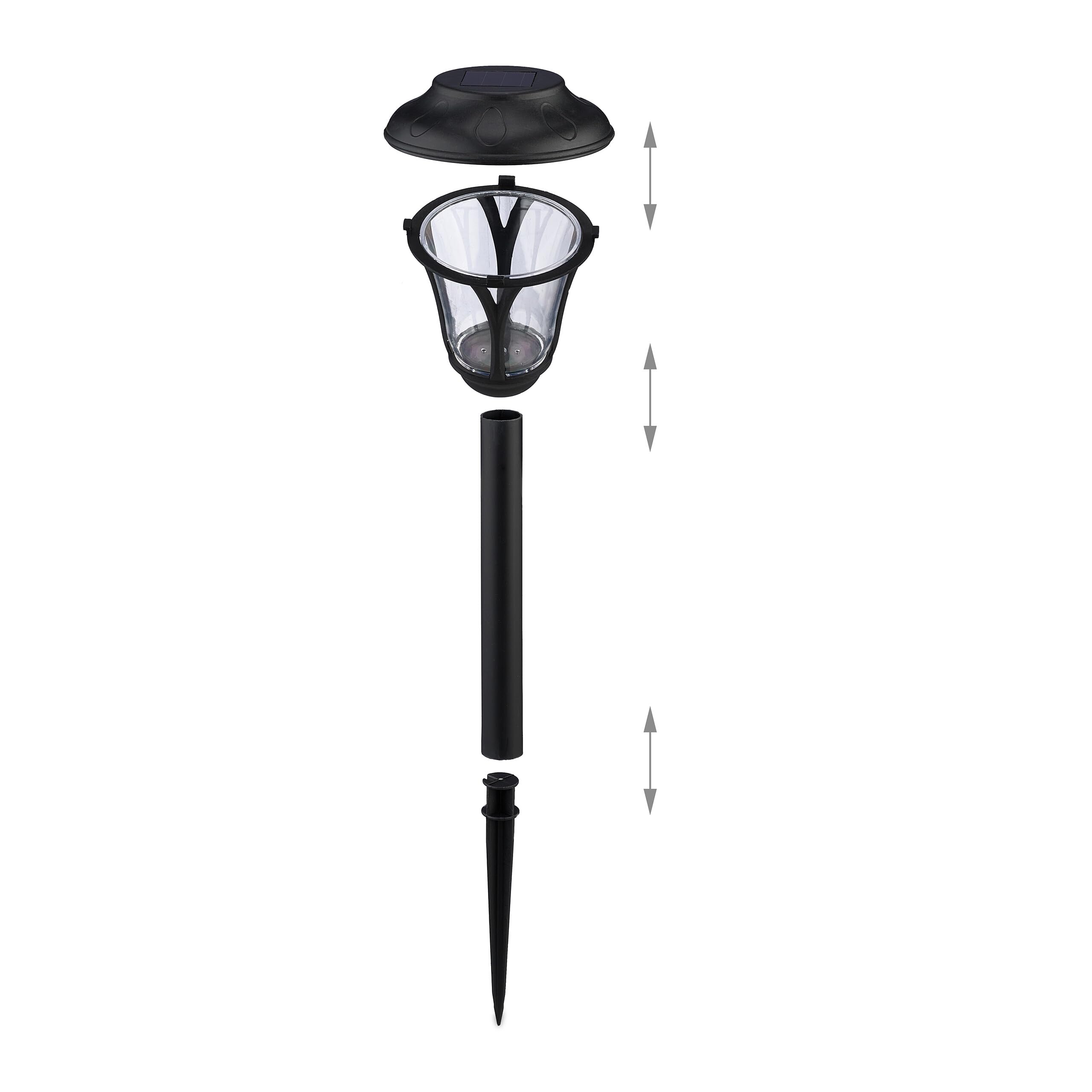 Relaxdays Lampe Solaire pour Votre extérieur, en Set de 8, LED, avec Piquet, éclairage Moderne, HD : 39 x 11 cm, Noire
