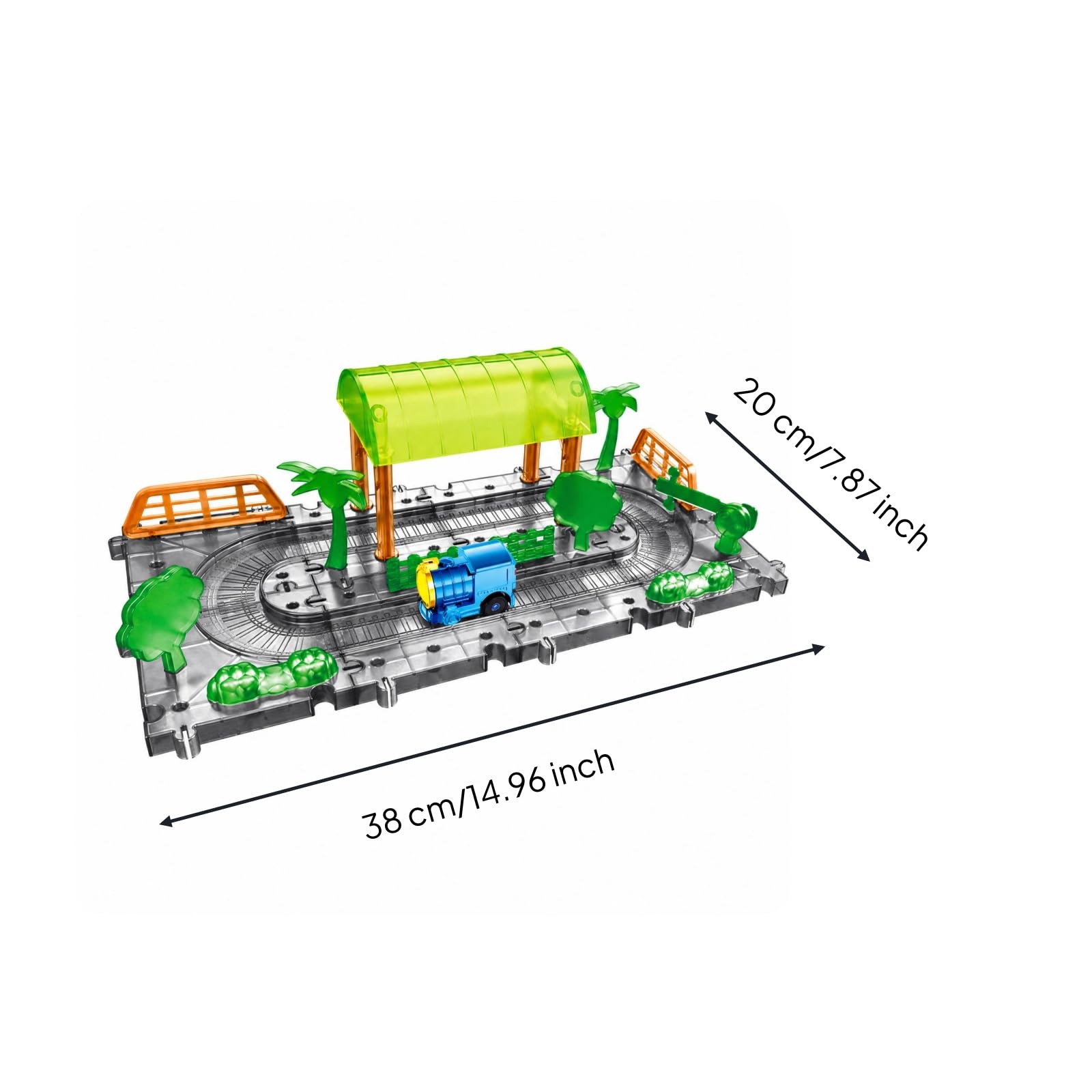 Set Ferroviario con Paesaggio e Binari Componibili Creativo Trenino Elettrico da Plastica Educativo Giochi Famigliare, Area Studio