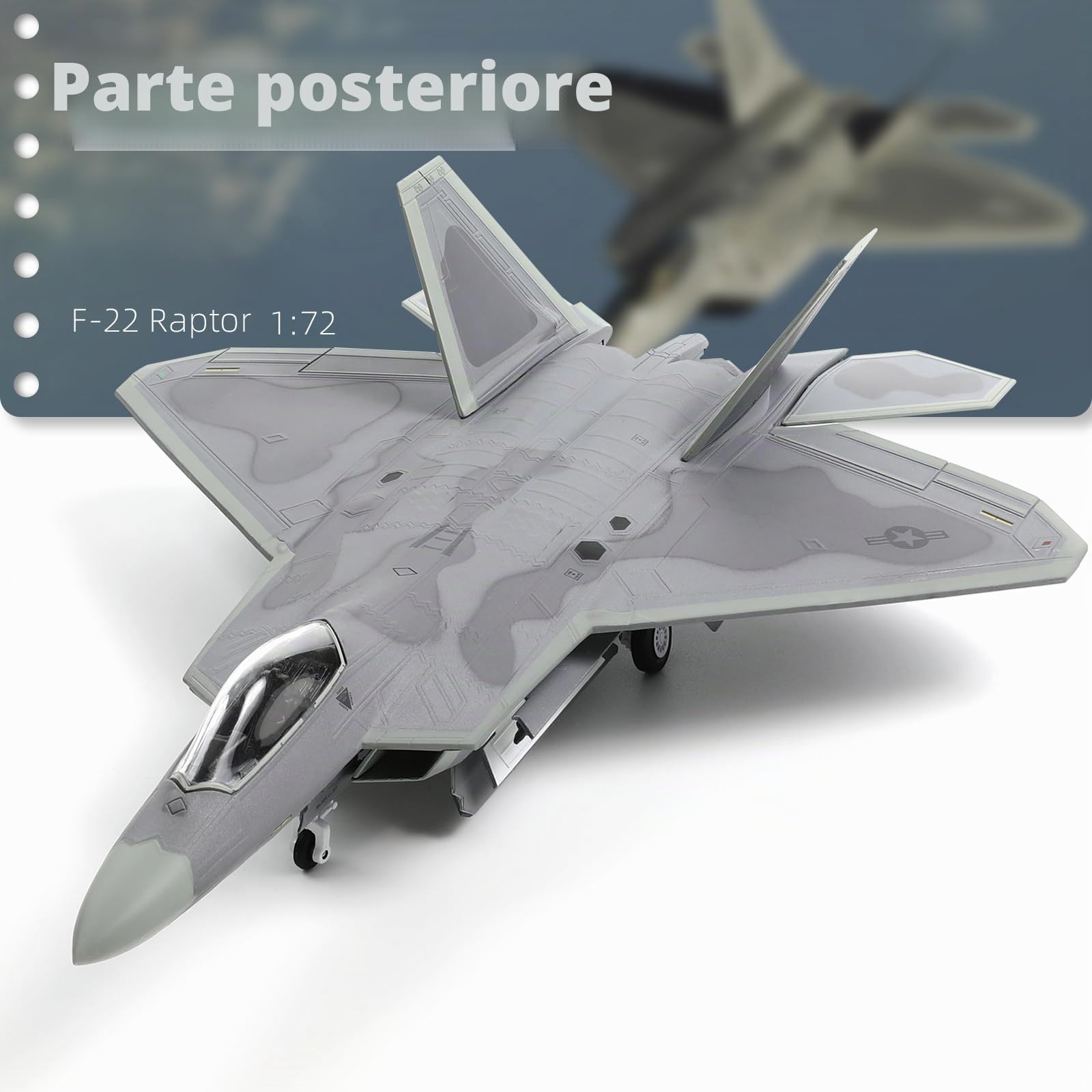 NUOTIE F 22 Raptor 1/72 Quinta generazione USAF Kit modello di aeroplano in metallo pressofuso con supporto per collezionisti appassionati di militari adulti o regali creativi (AK 093)