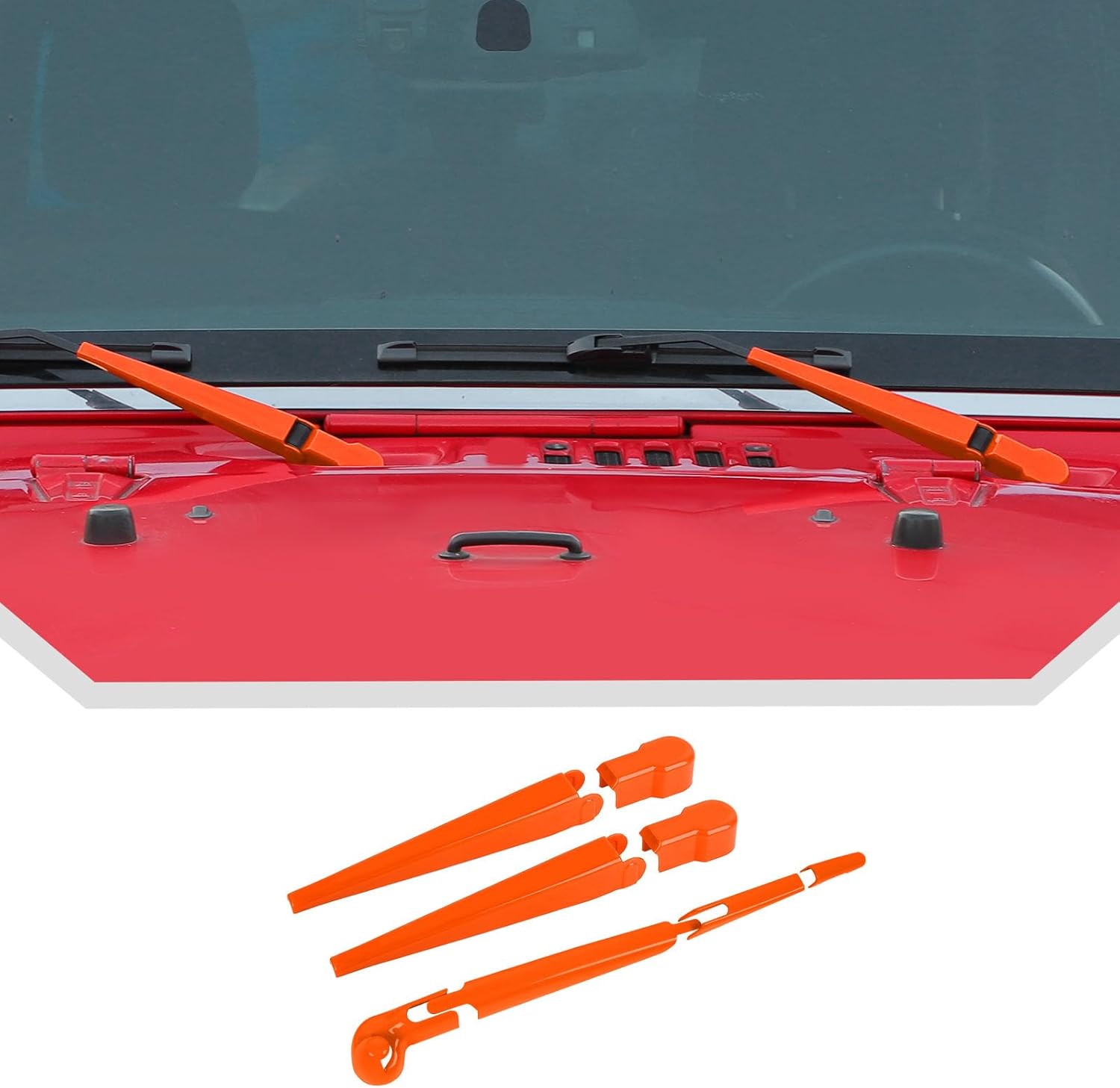 JeCar Orange Windshield Wiper Arm Trim Decoration Cover for Jeep Wrangler JK JKU 2007-2017 Exterior Accessories