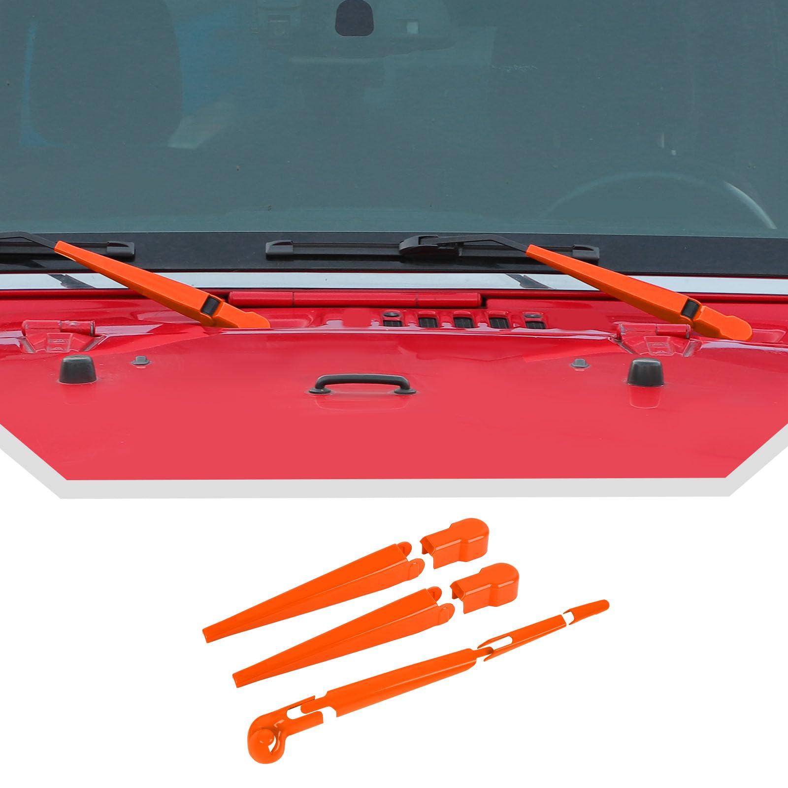 JeCar Orange Windshield Wiper Arm Trim Decoration Cover for Jeep Wrangler JK JKU 2007-2017 Exterior Accessories