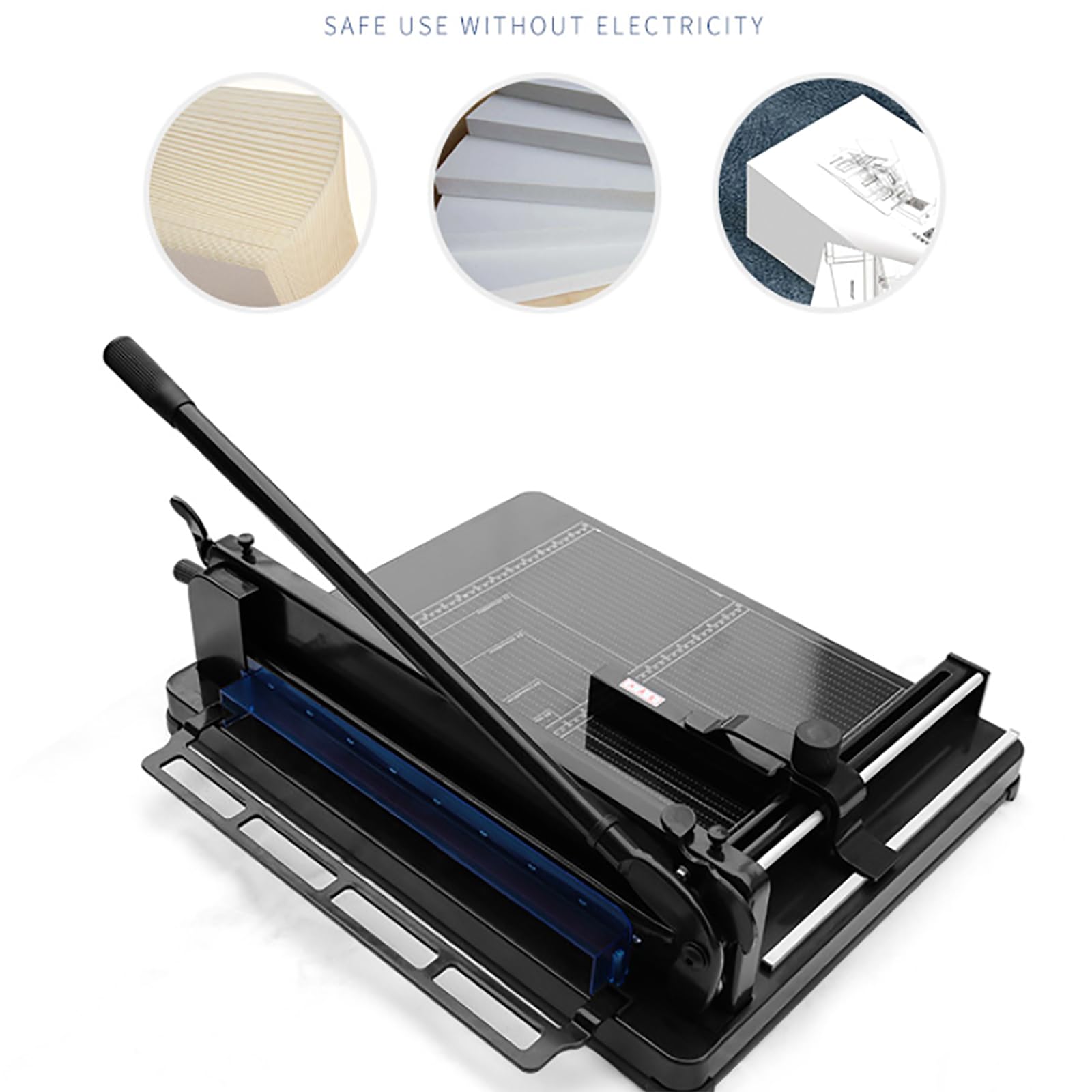 Taglierina A3, resistente, con blocco di sicurezza, manico ergonomico, capacità di 400 fogli, griglia di taglio trasparente, scala accurata, facile da usare, per ufficio, scuola, casa