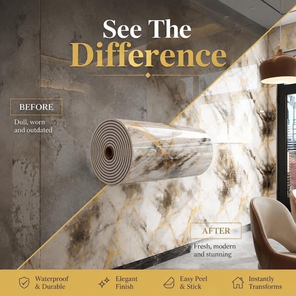 Peel and Stick Marble Ceramic Wall Panels Backsplash Tile, DIY Installation