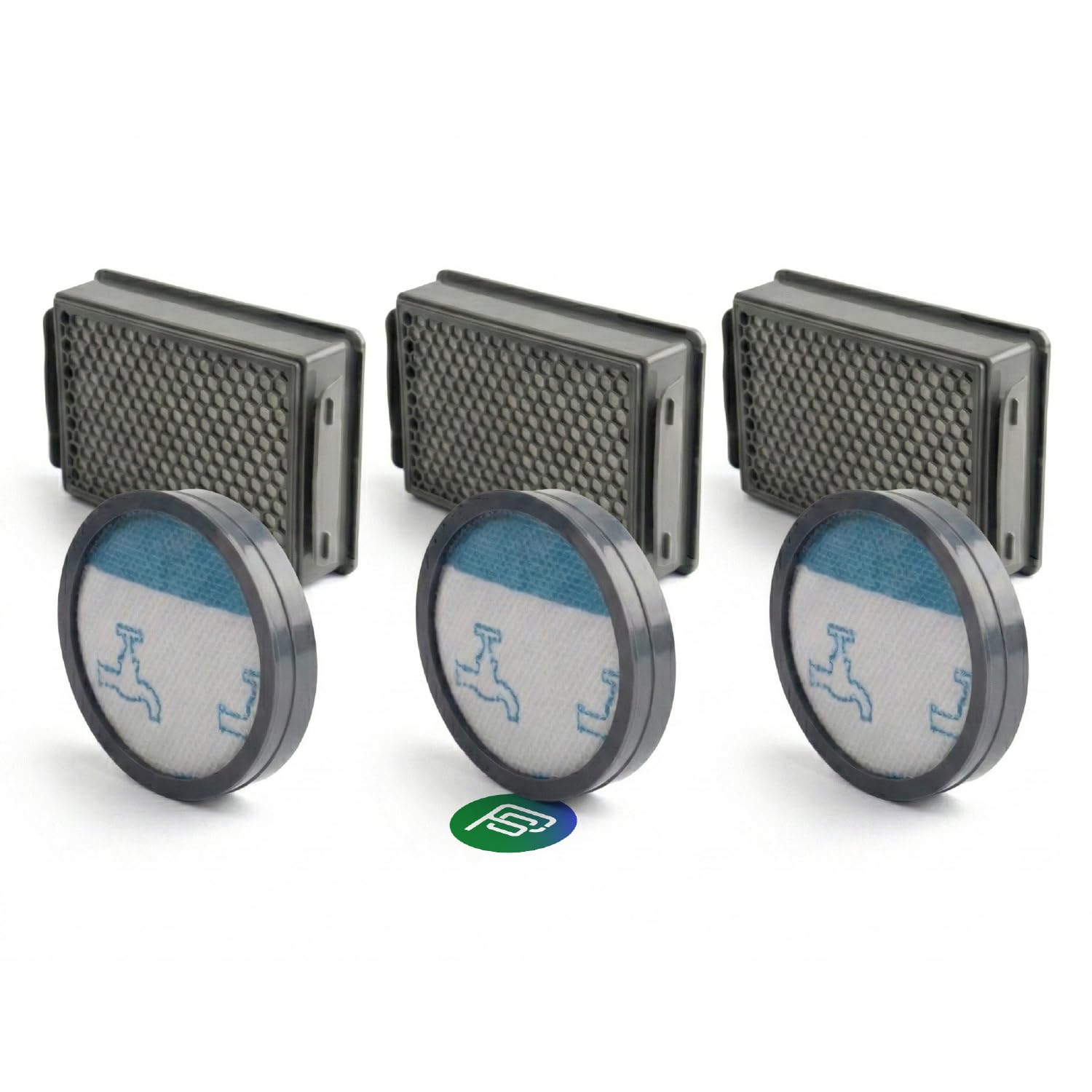 3+3 Filtri Aspirapolvere per Rowenta Powerline Extreme Cyclonic, MOD: RH8021, RH8037, RH8055, RH8121, RH8133, RH8147, RH8155, RH8165, | 3 Kit Filtri Pre-Motore Lavabile + HEPA | Compatibile ZR903601