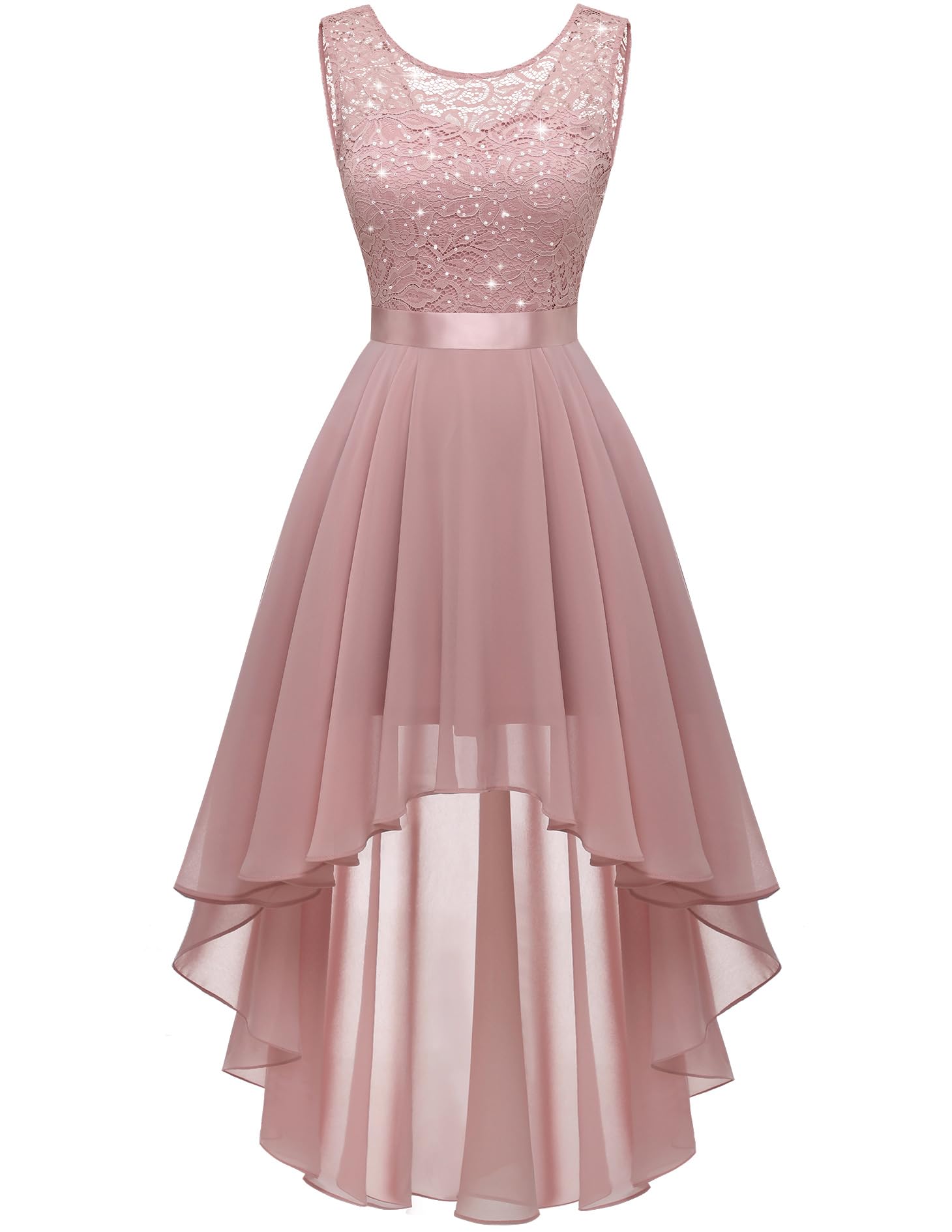 Berylove Damen Vokuhila Cocktailkleid Abendkleider Elegant für Hochzeit Festliche Kleider Ärmellos Brautjungfernkleid