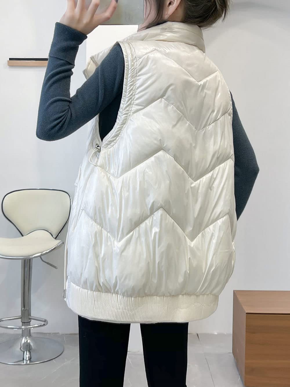 Gilet Femme Hiver Chaud, Dames Gilet Design Sens Veste Sans Manches Blanche Gilet Chaud Ultraléger Veste Paddad Pour Femmes Matelassé Hiver Manteau Sans Manches Pour Femmes Gilet De Sport