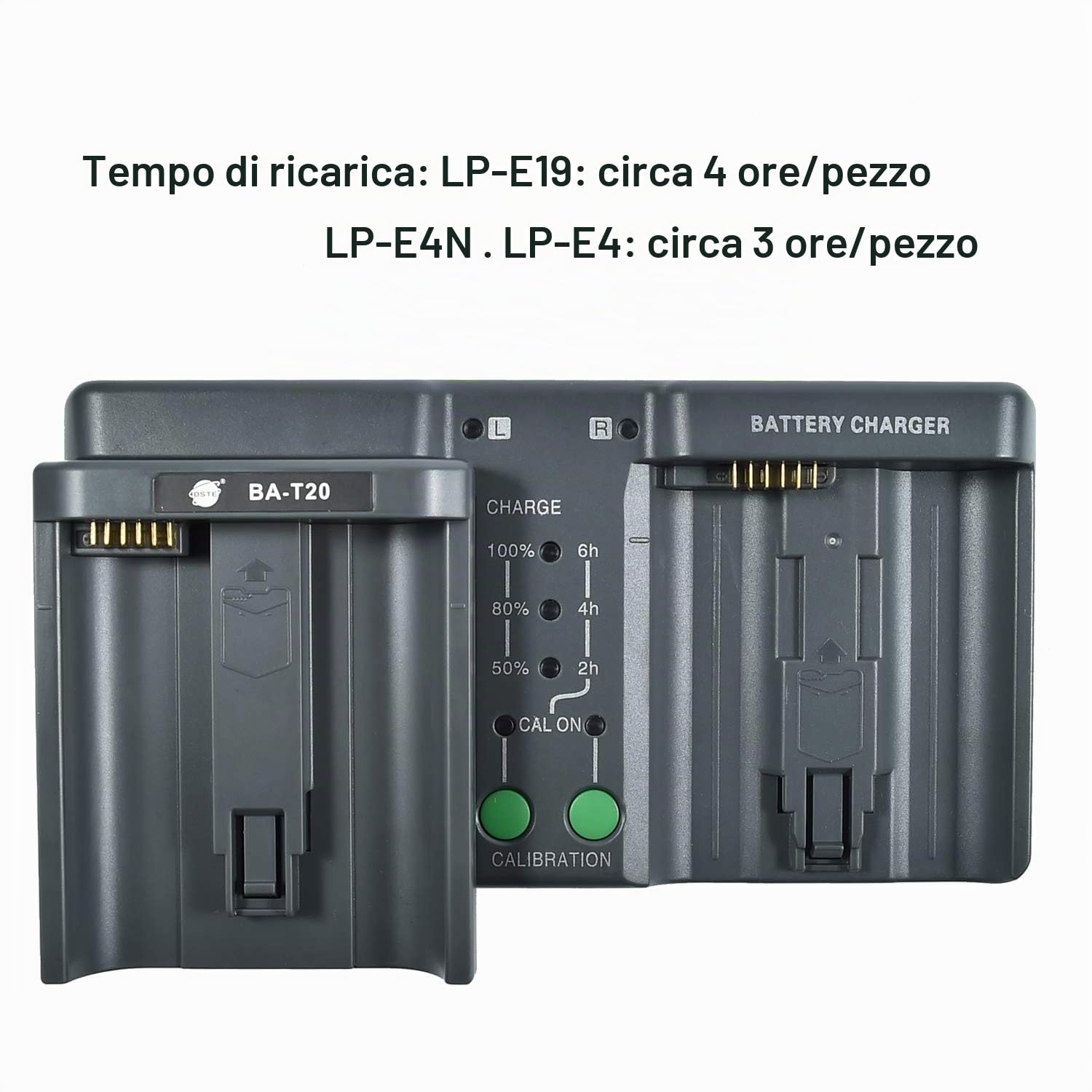 DSTE DMH26A 3-in-one Power Batteria Caricabatteria (EU Plug) Compatibile per Nikon EN-EL18 EN-EL4 EN-EL4A Canon LP-E4 LP-E4N LP-E19 LC-E19