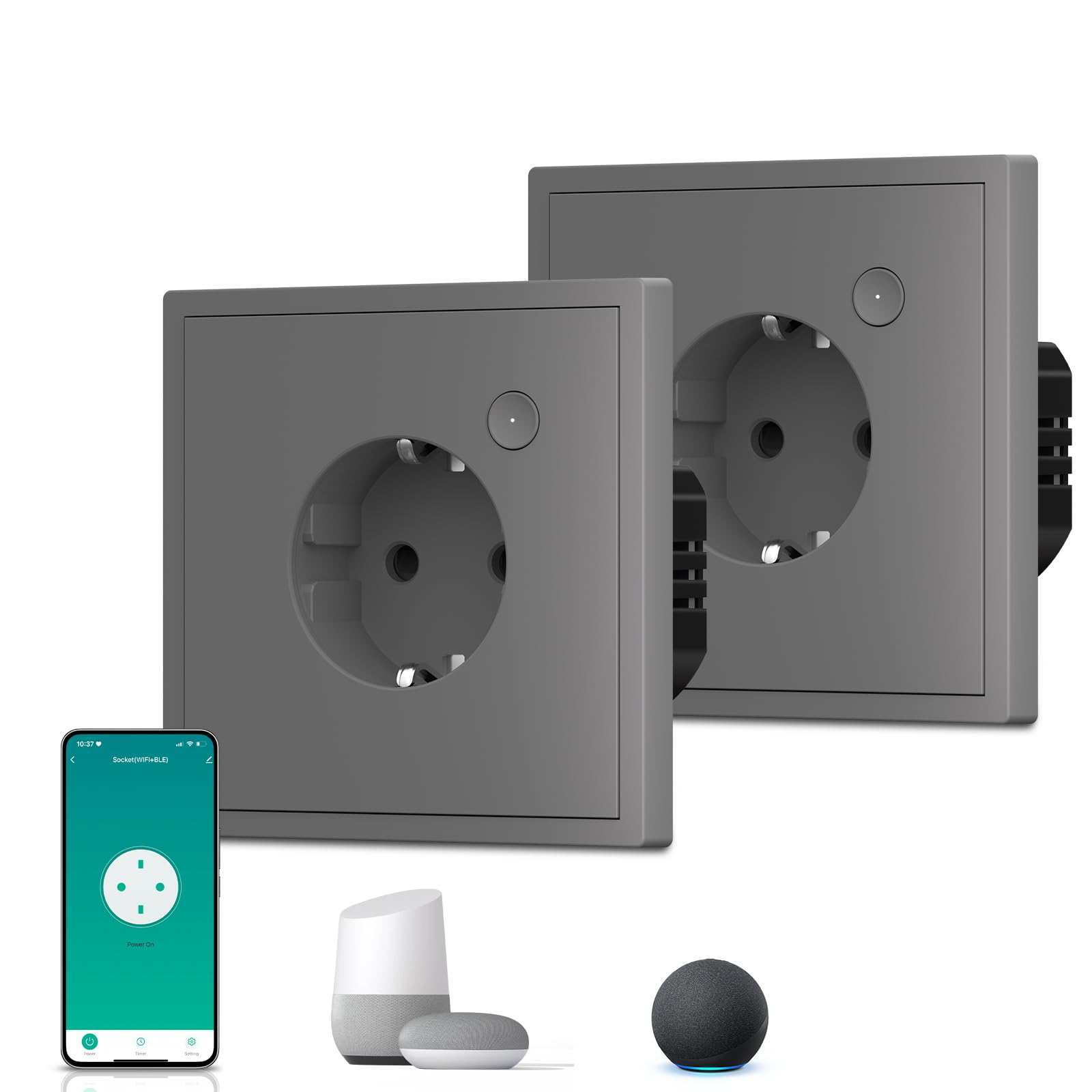 BSEED Enchufe Inteligente con 20W USB y Tipo C,Mate Enchufe Pared Wifi con Medidor Consumo,Control Remoto por APP & Voz,Requiere Cable Neutro,1 Enchufe,Blanco 86mm — view 118