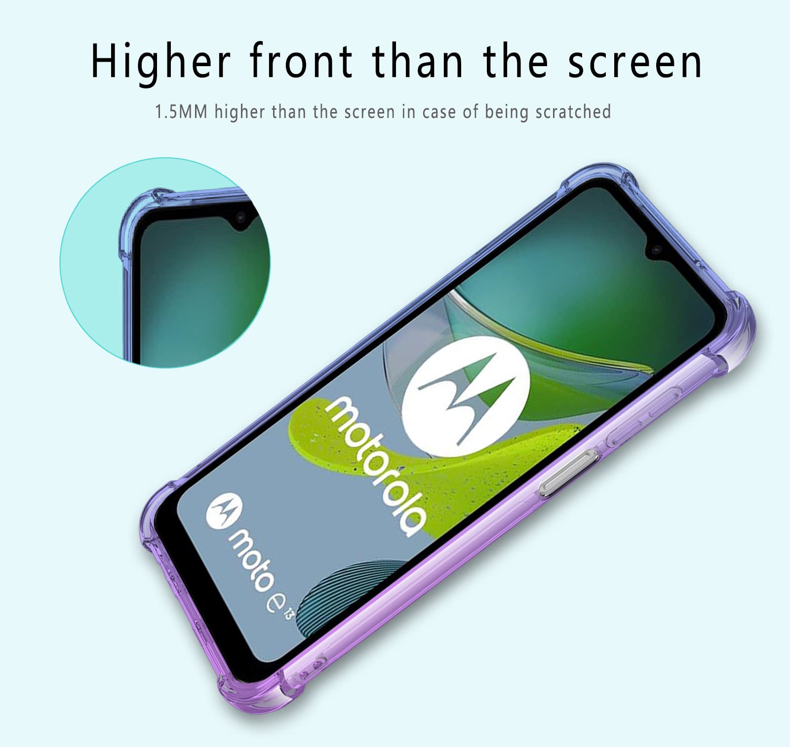 Cover WOBURN Per Motorola Moto E13 - Custodia TPU Sfumato Rosa E Verde - Morbida E Antiurto - 2