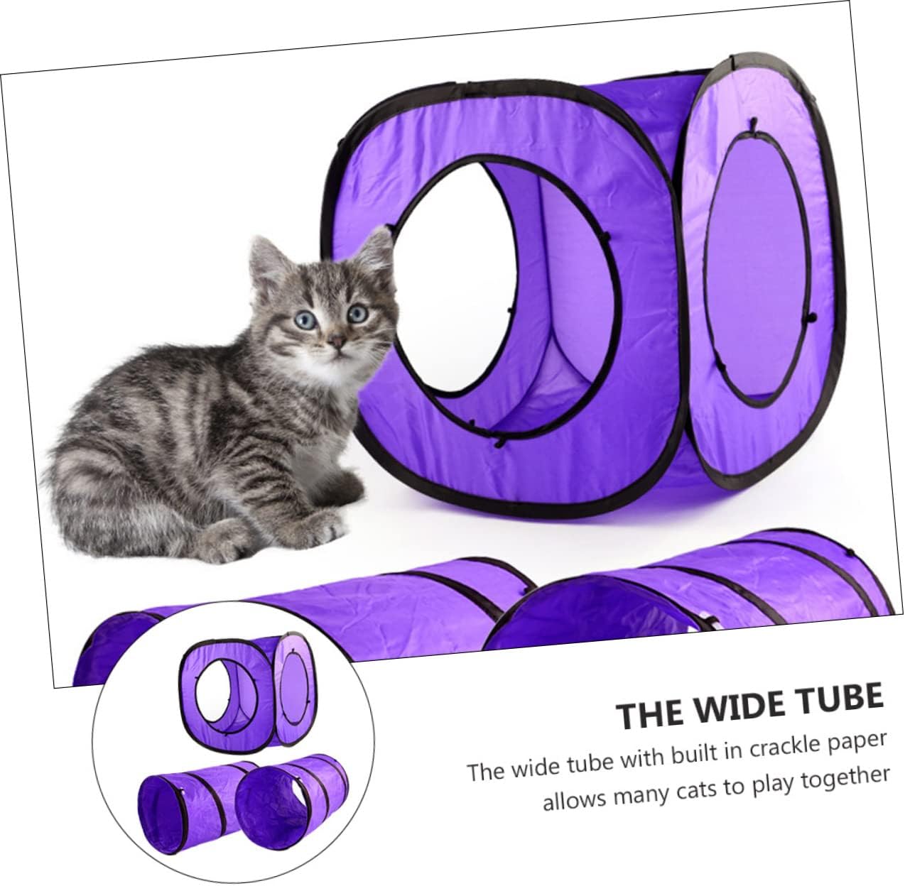 3-Piece Foldable Cat Tunnel Toy Set Collapsible 3-Way Cat Tube for Kittens and Small Pets Crinkle Sound Interactive Play Tent for Indoor Use