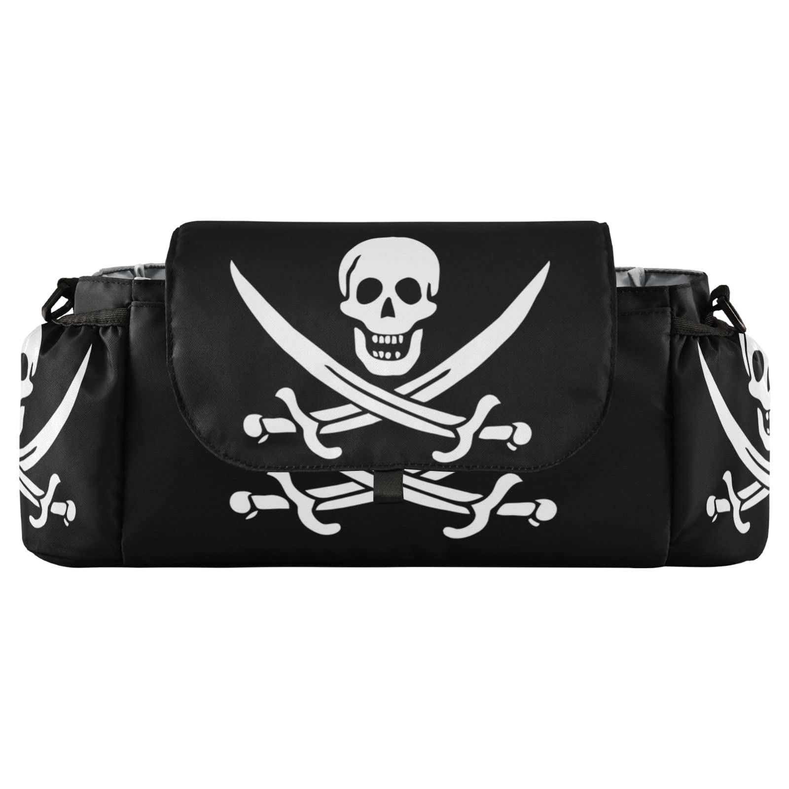 Skull Pirate Flag Baby Stroller Organizer White Pirate Skulls
