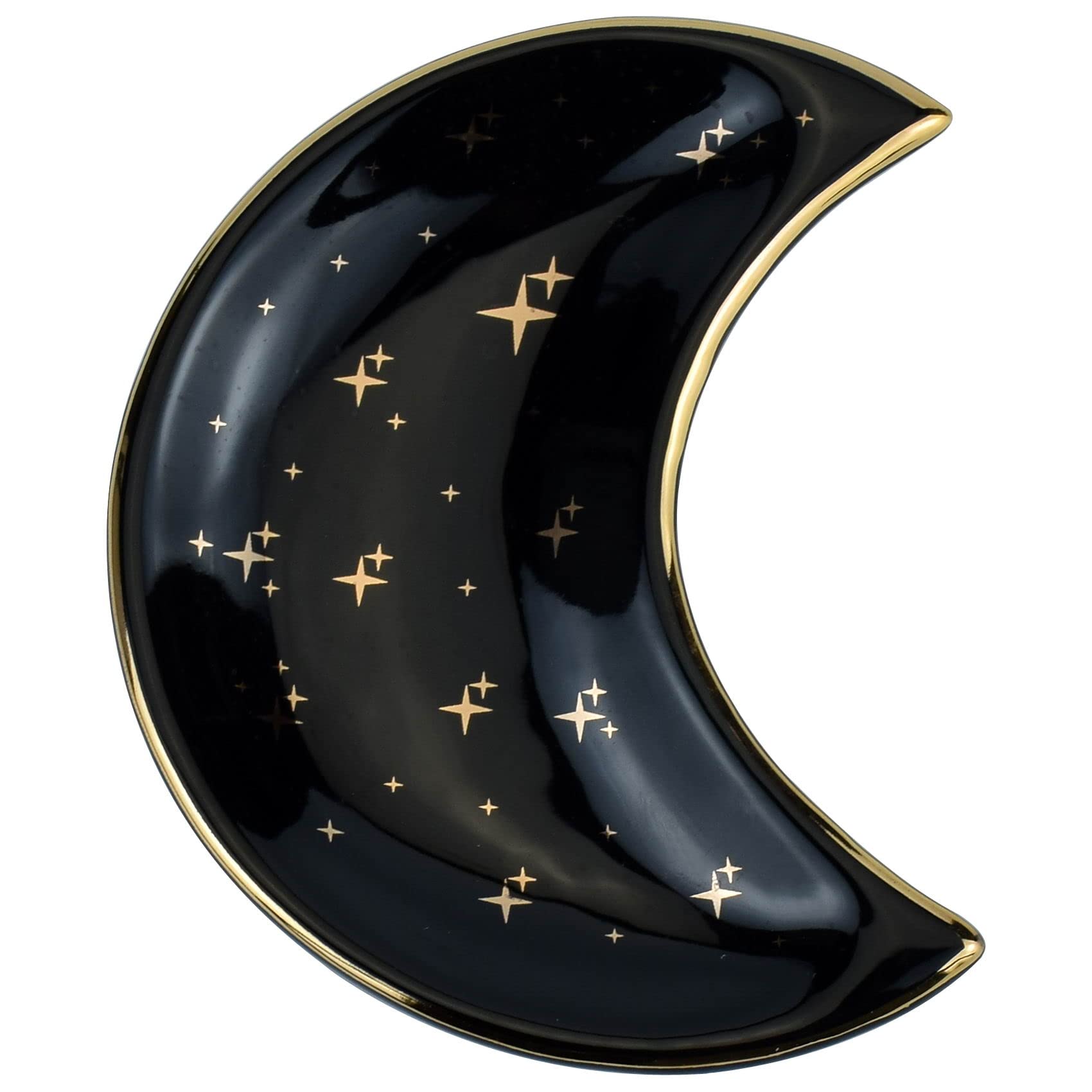 LelucermaireLelucermaire Jewelry Tray Ceramic Ring Dish Ring Holder Decorative Trinket Dish Friend Gifts for Women (Black Moon)
