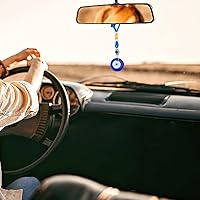 Vista 4 de WEBEEDY 4 piezas de adornos colgantes de mal de ojo para el mal de ojo azul para espejo retrovisor, dije de ojo turco para marco de puerta