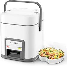 [New Version] TLOG Mini Rice Cooker 2.5-Cup Uncooked(5-Cup cooked), 1.2L Small Rice Cooker for 1-2 People, Portable Travel Rice Cooker with Steamer, Auto Keep Warm, Rice Maker for Grains, White Rice, Oatmeal, Veggies