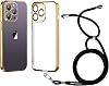 iPhone 14 Pro Case, Clear, Shoulder Case, Adjustable Length, Transparent TPU, iPhone 14pro Cover, Strap, Phone Case, Shockproof, Thin, Lightweight, Lens Protection, Drop Prevention, Qi Rapid Charging,