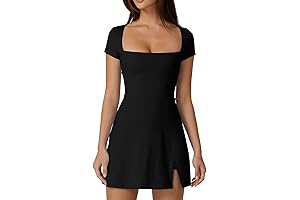 Womens Square Neck Tennis Dress with Shorts