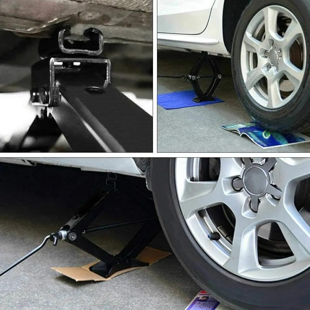 lewarek stojący Wózek samochodowy z korbą ręczną, 2 tony do samochodów osobowych, SUV-ów, małych ciężarówek MPV, wysokość podnoszenia 105-385 mm, czarny podnośników manewrowych