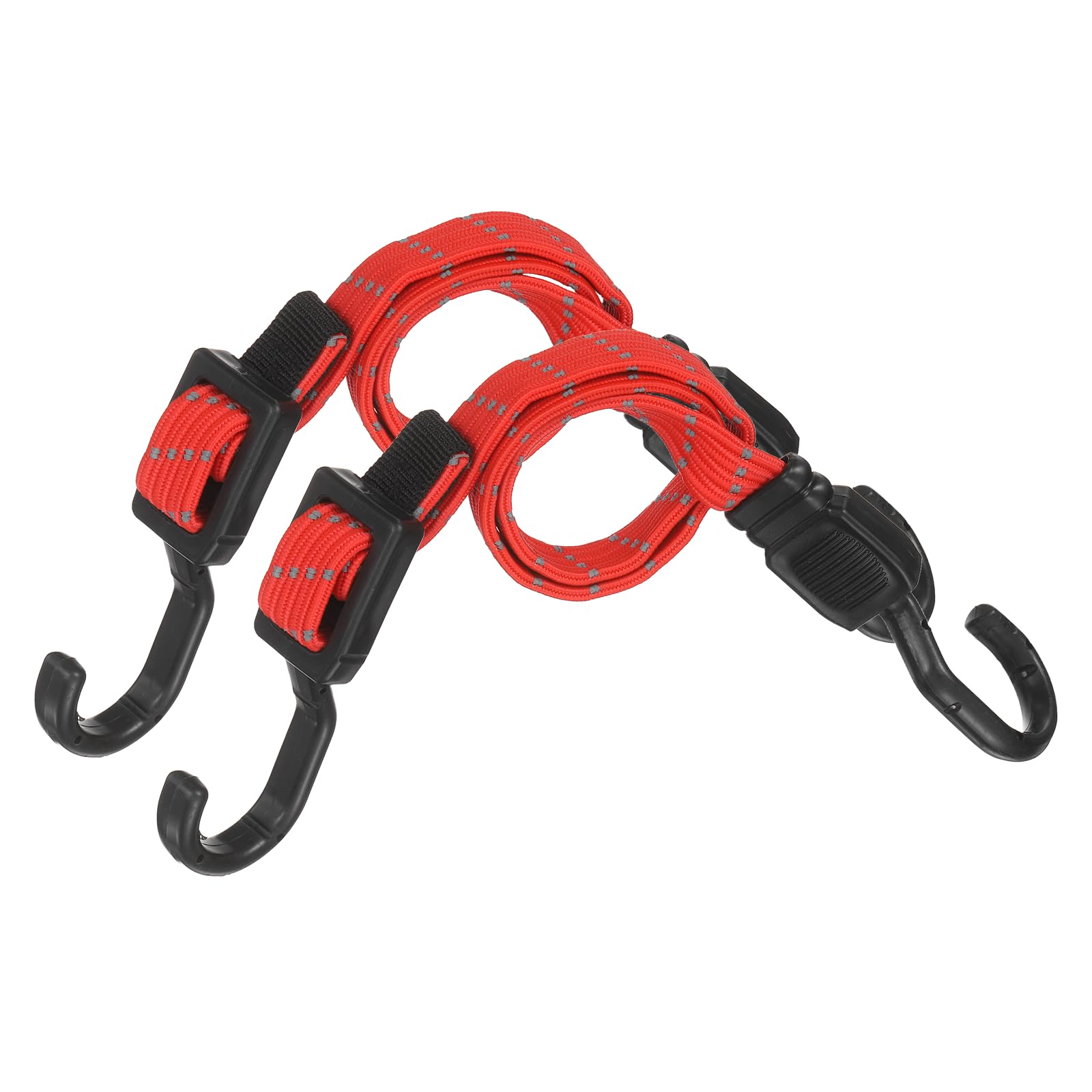 PATIKIL 60cm Adjustable Bungee Cords with Hook, 2Pcs Heavy Duty Outdoor Elastic Bungee Strap for Securing Luggage Moving Cargo, Bright Red