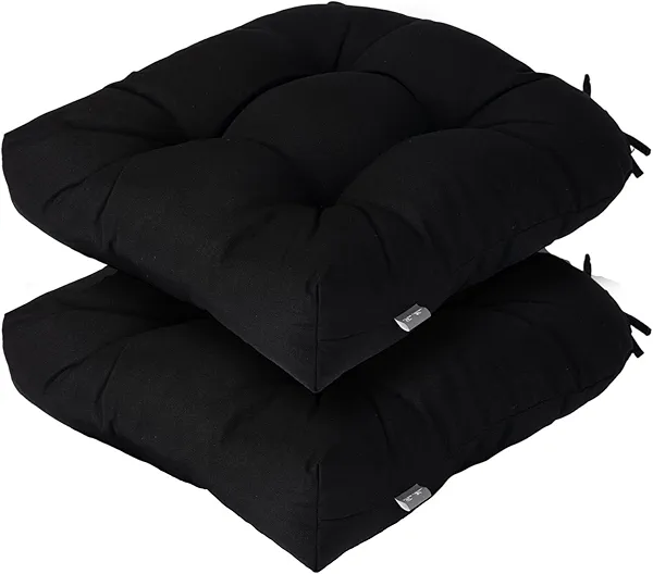 Outdoor Chair Cushions 19 x19 Inch,Water Resistant Tufted Seat Cushions 19",Reversible,Weather Resistant,Rounded Back Wicker Chair Cushion for Patio Garden Furniture(Black)
