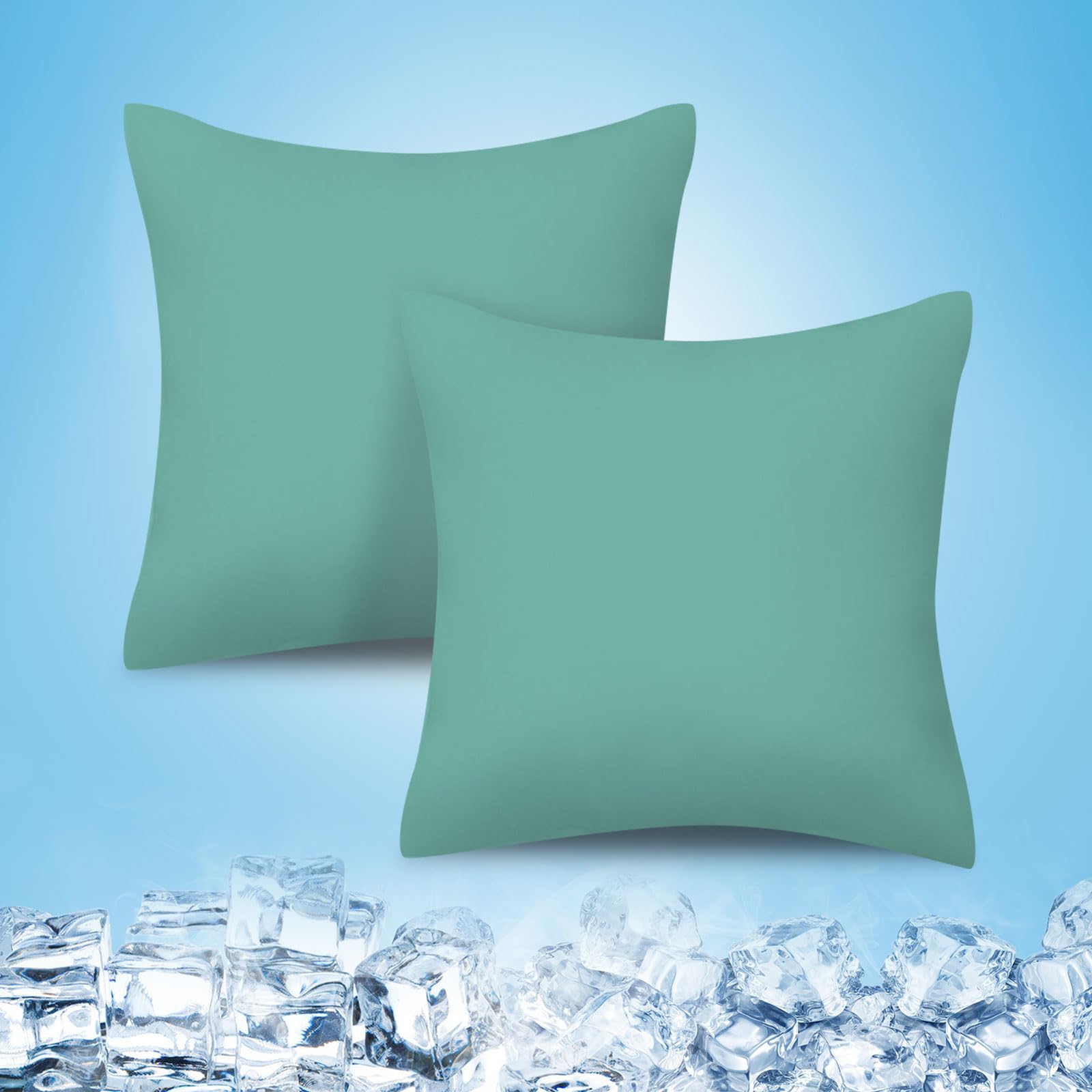 Cooling Throw Pillow Cases,18×18 inch Set of 2 with Double Sided Cold,Moisture Wicking Pillowcase Covers with Hidden Zipper Japanese Cold Tech Pillow Case Protectors for Hot Sleepers and Night Sweats