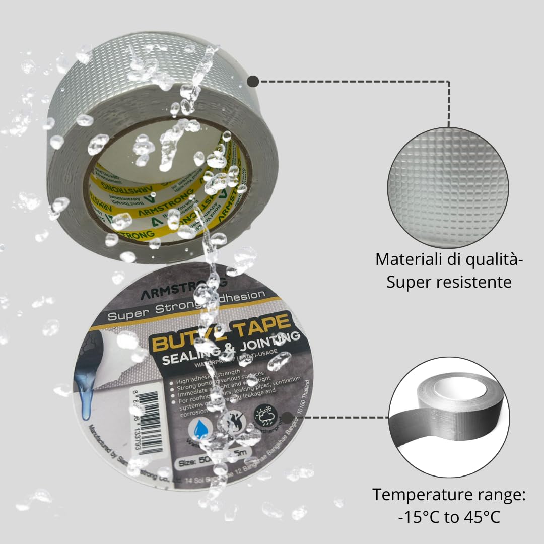 Nastro Butilico Impermeabile 3 Metri - Sigillante Per Riparazioni E Isolamento - Foto 7