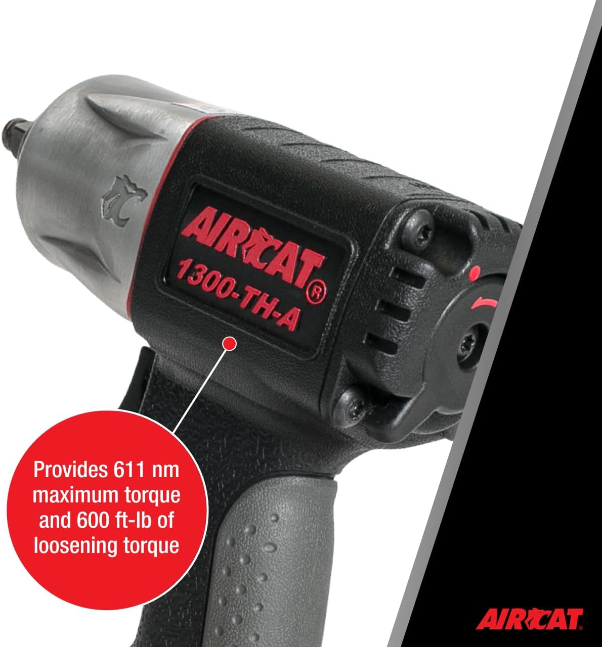 AIRCAT Pneumatic Tools 1300-TH-A: 3/8-Inch Composite Impact Wrench 600 ft-lbs of Torque
