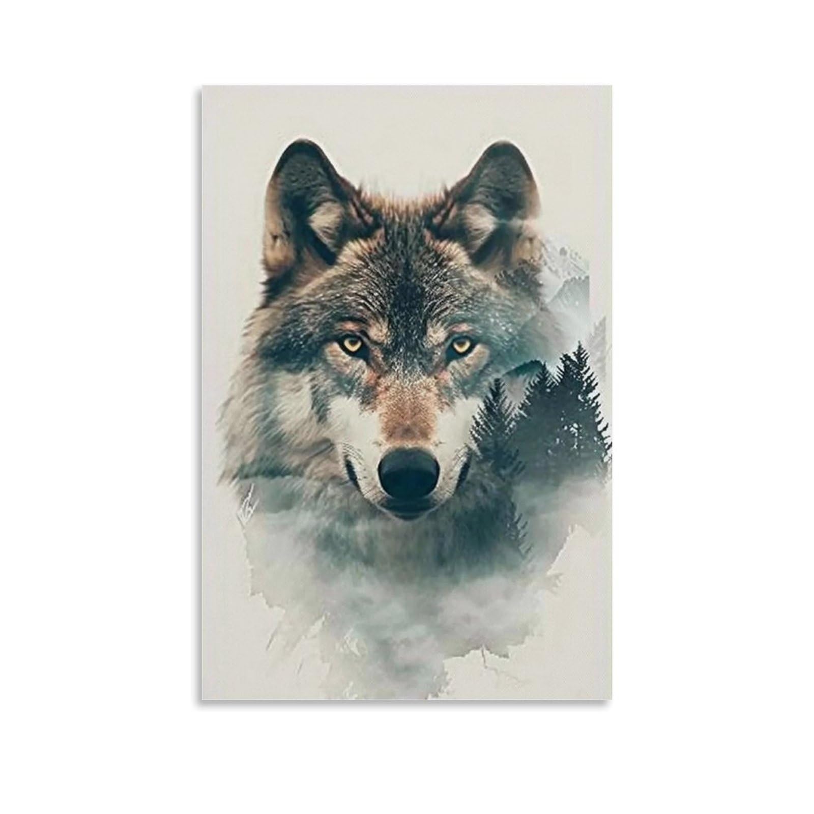 JUWRHRHHRH Timber Wolf Forest Landscape 04 Poster Canvas Aesthetic Wall Art Painting Decor for Living Room Bed Room 24x36inch Unframe-style