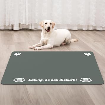Extra Large Pet Food Mat, 36" x 24", Absorbent Dog Mat for Food and Water, Dog Feeding Mat to Protect Your Floors, Gray