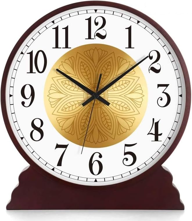 Mantel Clock, Desk Clock, Solid Wood Mantel Clock, Family Clock of Living Room Bedroom Solid Wood Quartz Clock Desktop Decoration(B,8in)