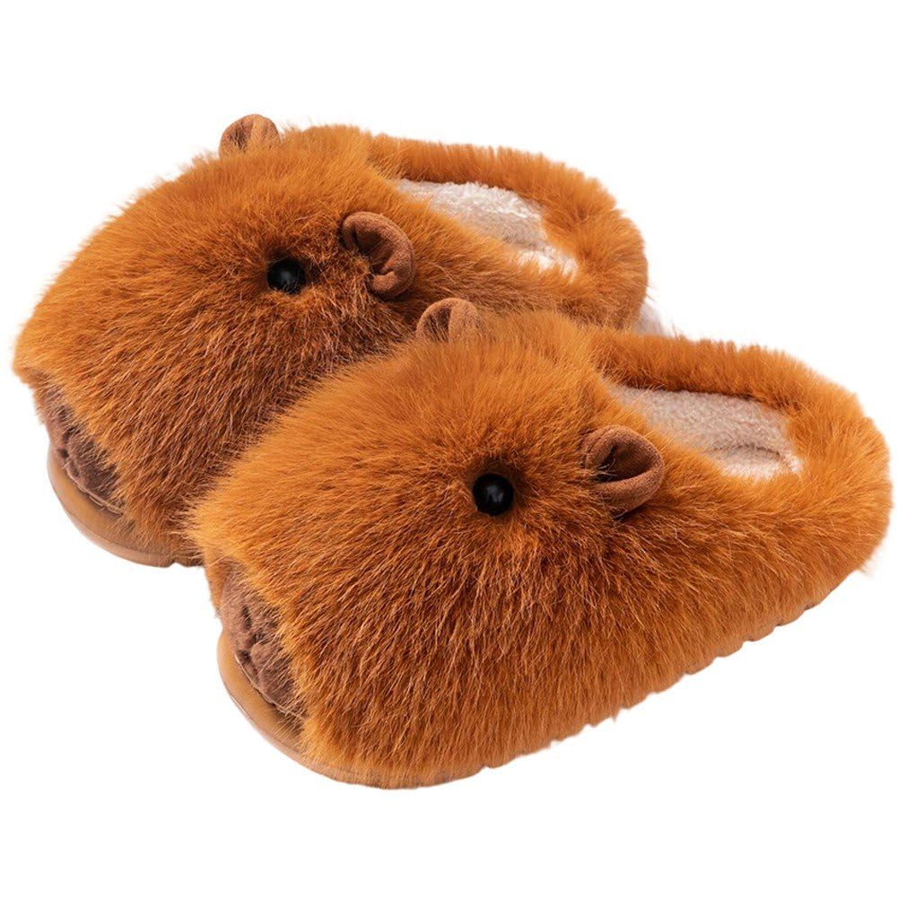 Ppmter Cartoon Capybara Slippers Non Slip Plush Slippers Winter Warm Slippers Breathable Household Slippers Indoor Shoes for Women
