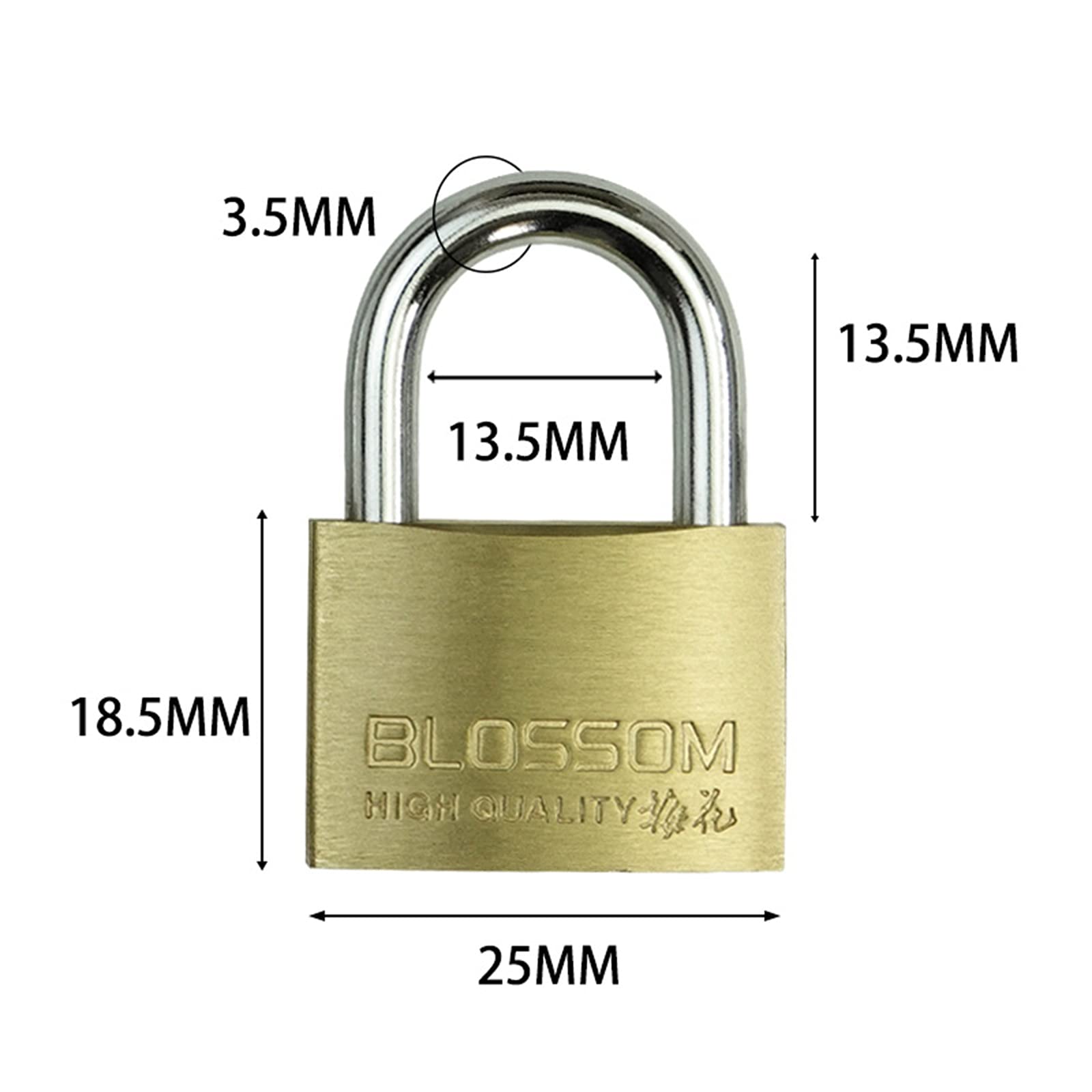 candado con llave, Cerradura antirrobo de seguridad con llave latón 3 llaves, resistente al agua y óxido(Style1,25mm)