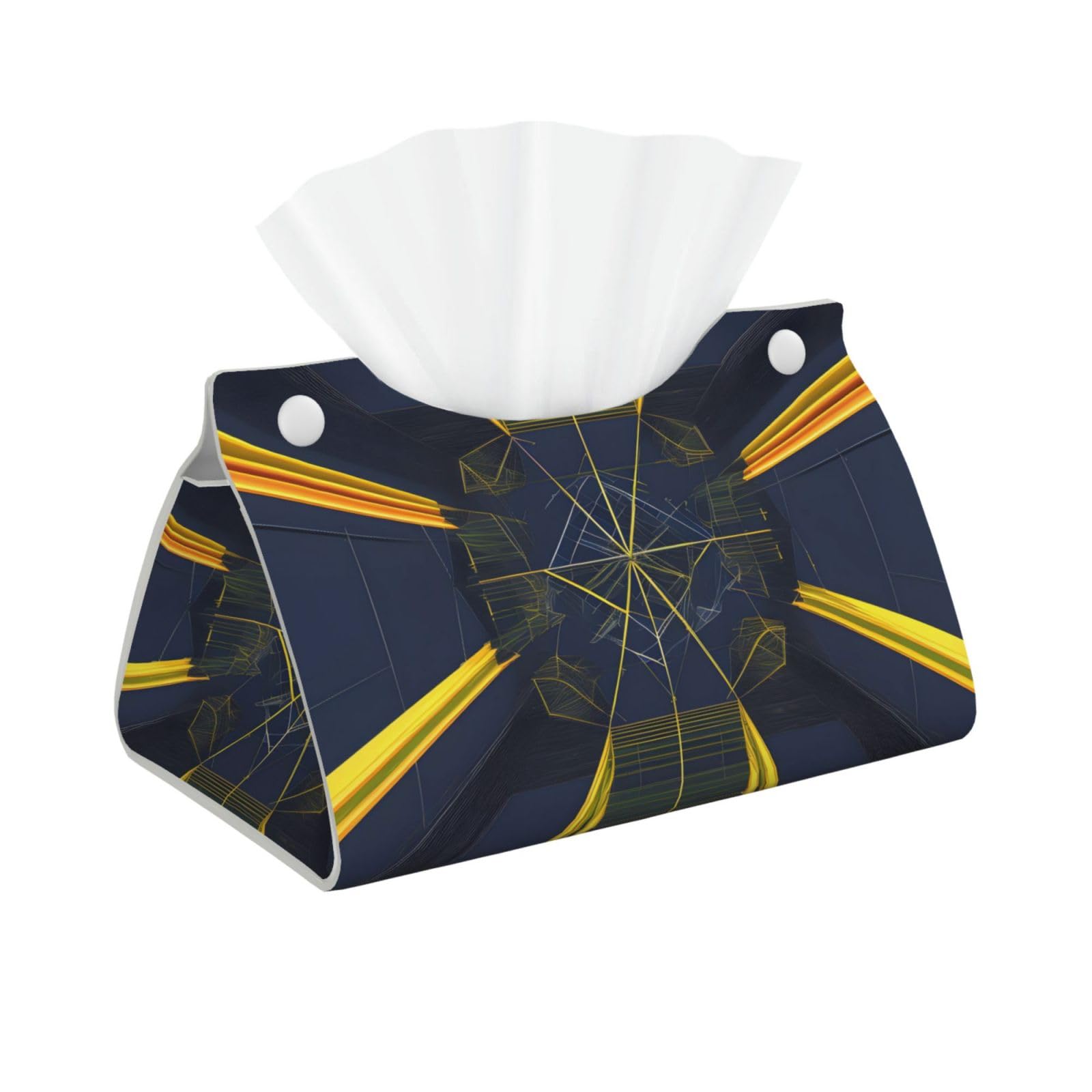Multidimensional Space Long Leather Tissue Box Cover-Waterproof PU Leather Tissue Holder for Bathroom, Decorative Rectangular Tissue Case