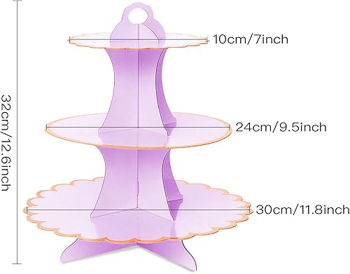 Miniatura 7 de Soporte para cupcakes, 3 juegos de platos de postre de 3 niveles, mini pasteles, frutas, dulces, torre de exhibición de galletas, soporte para bufé