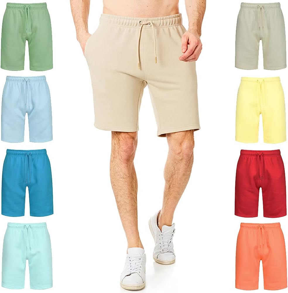 Ript Essentials RCSHO765 Mens Soft Touch Loungewear Sweatpants Joggers Jog Shorts, Sand, Large, RCSHO765_SAND_L
