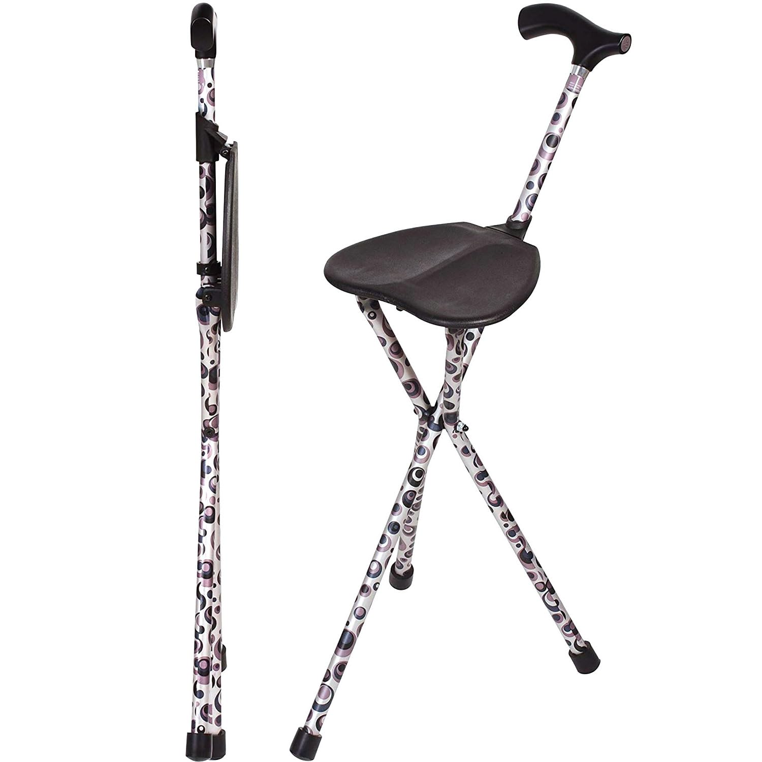 Switch Sticks Walking Stick, Walking Cane, Cane Chair, Quad Cane and Folding Cane with Seat is 34 Inches Tall, FSA HSA Eligible, and Supports up to 220 Pounds, Storm
