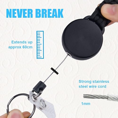 Miniatura 4 de Paquete de 2 llaveros retráctiles, mosquetón multiherramienta, soporte para insignia, carrete de clip de identificación retráctil, llavero retráctil