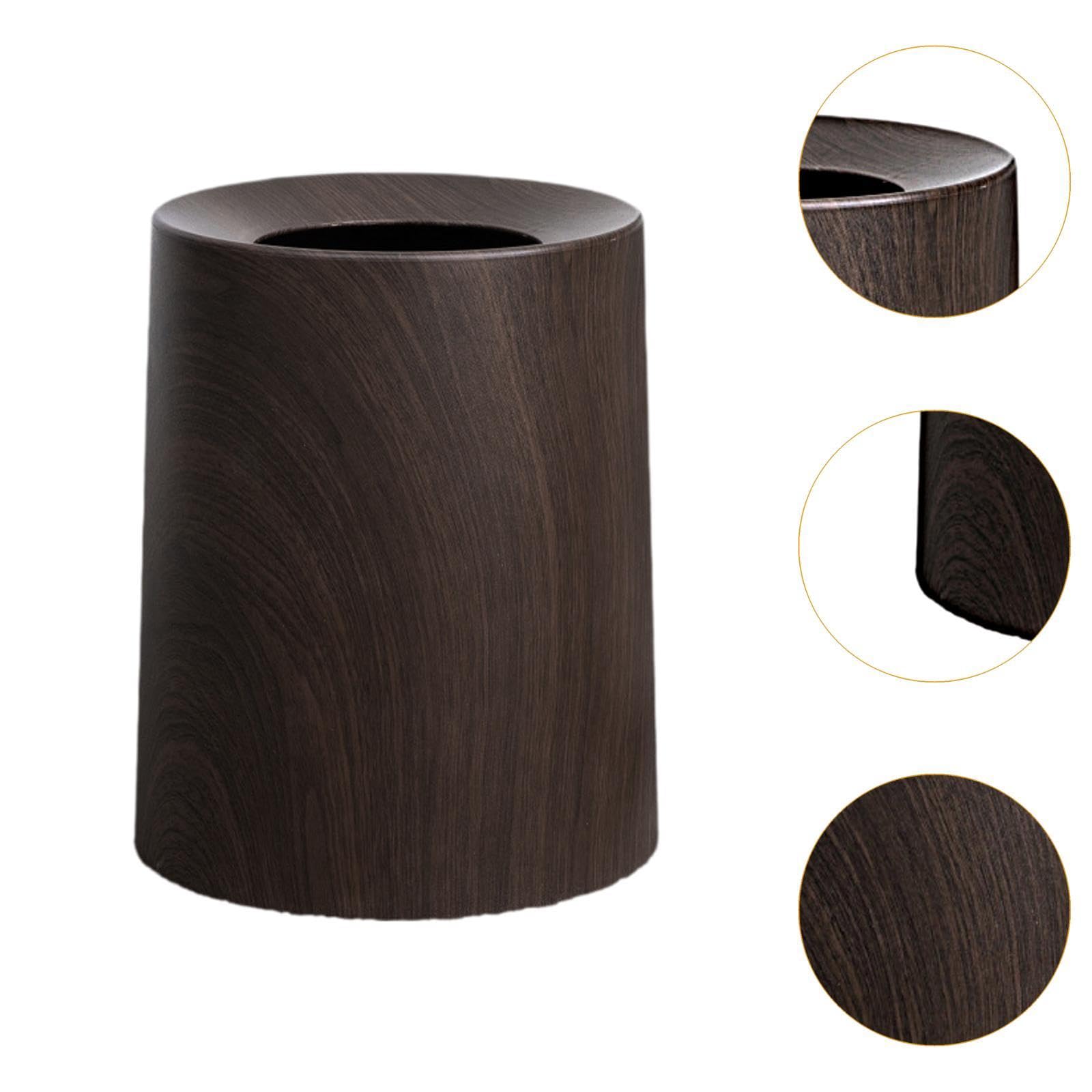 Cestino Gettacarte Decorazione Legno Pattumiera Rotonda Contenitore Carta Bidone Portatile per Bagno Camera Cucina Studio Adatto a Arredamento Interno, S