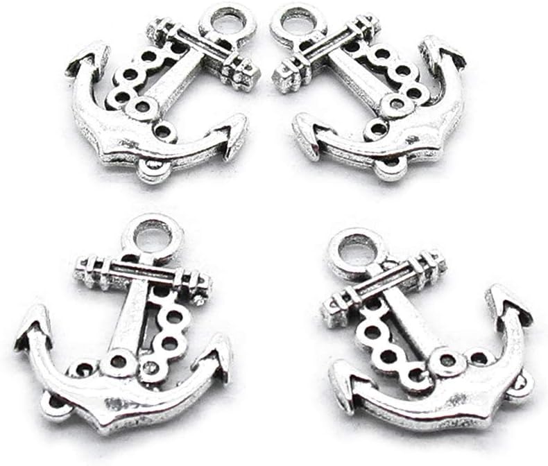590 Pieces Antique Silver Tone Jewelry Charms Suppliers Arts Crafts Making Beading Findings Crafting LA7W4P Boat Anchor