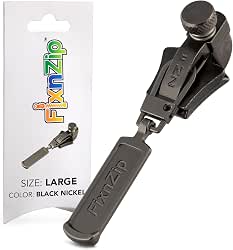 FixNZip Large Black Nickel Zipper Repair Kit | Universal No-Sew
