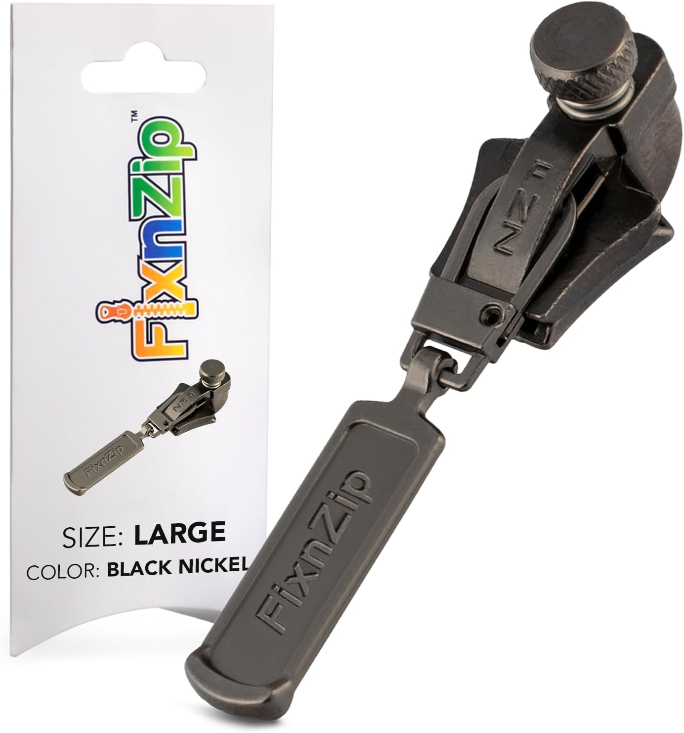 FixnZip Large Black Nickel Replacement Zipper Slider Zip Puller Repair Kit