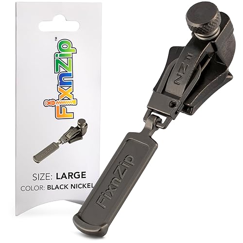 FixNZip Large Black Nickel Zipper Repair Kit | Universal No-Sew