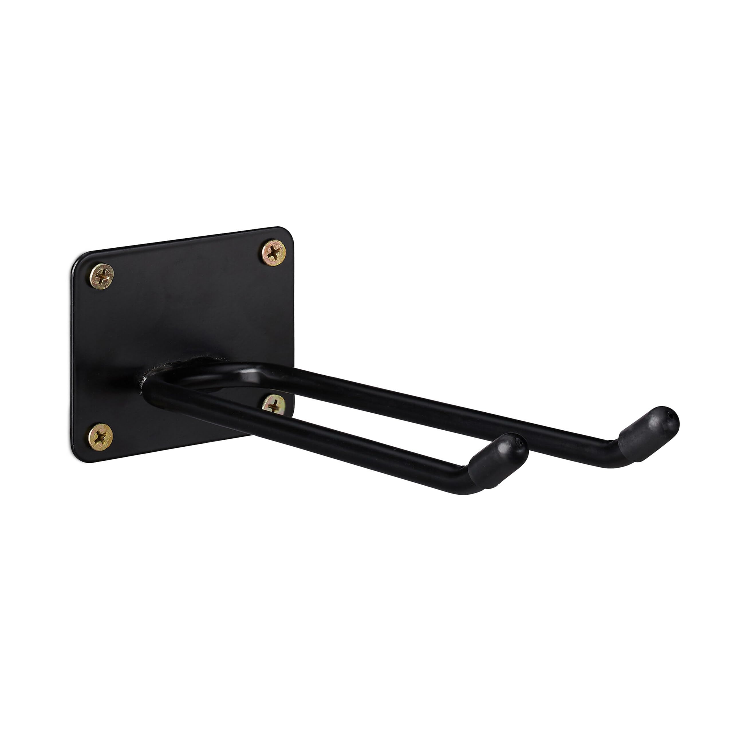 Relaxdays 9x Portautensili a Parete, Doppio Gancio, Portascope, Appendini Esterno da Avvitare al Muro, acciaio, 24 cm, nero