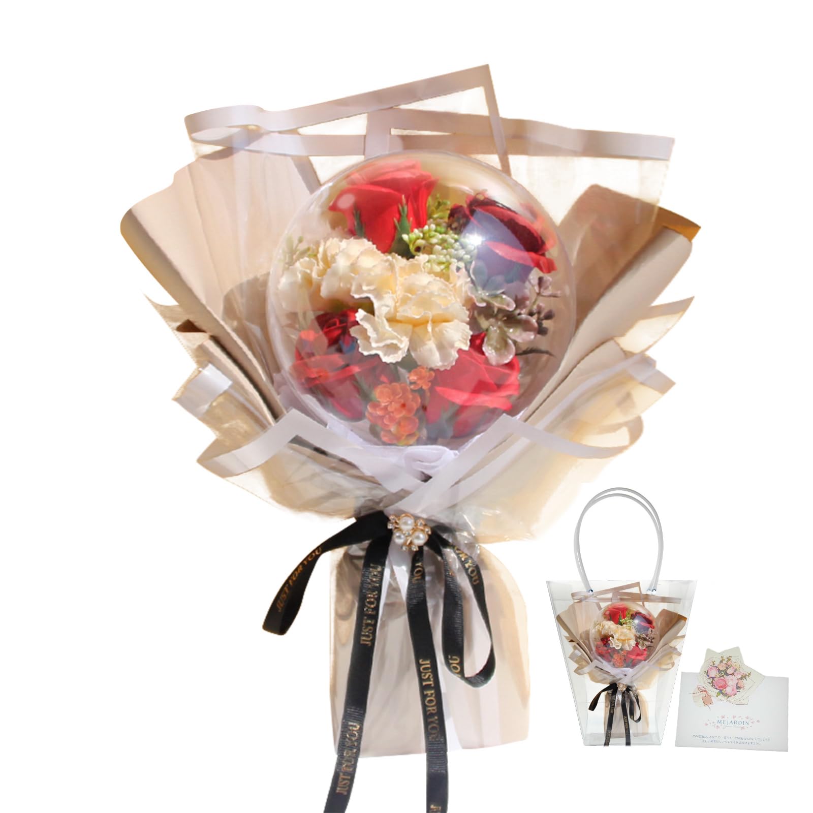 Amazon｜CUAMORYU バルーンブーケ ソープフラワー 花束 赤 造花