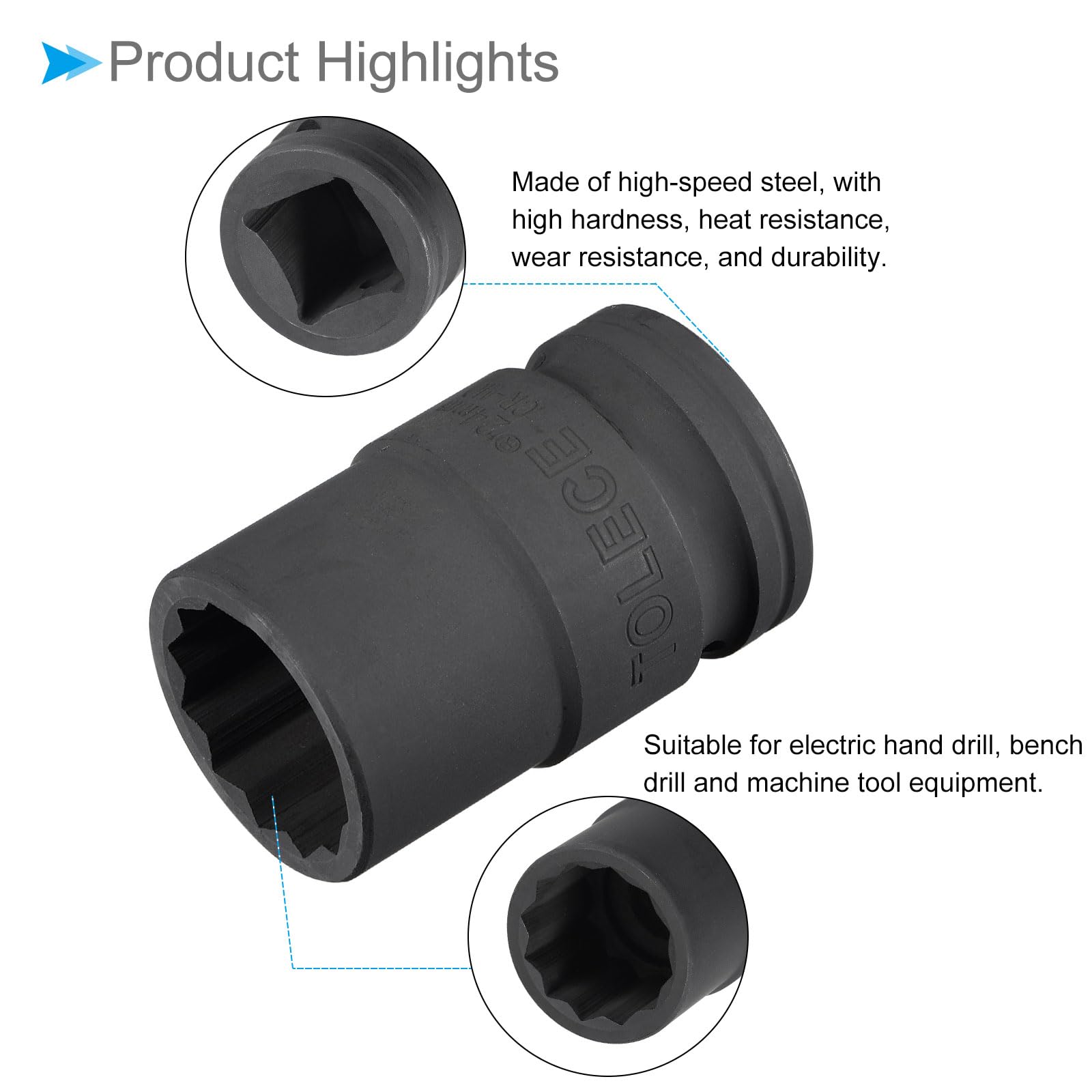 Uxcell 3/4-Inch Drive 24mm Impact Socket – 56mm Length, 12-Point For DIY & Garage Use