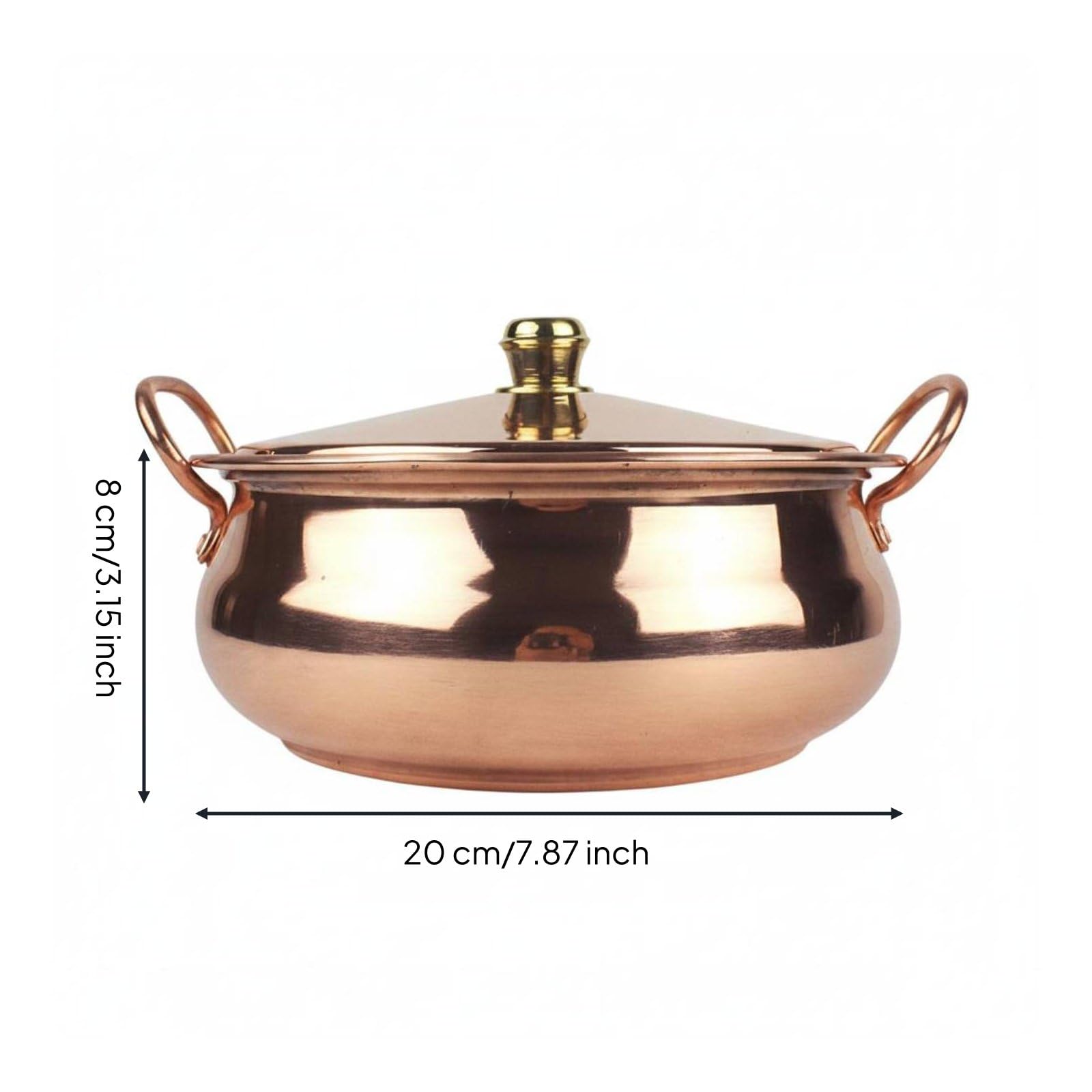 Kupfertopf Kupfer Kochtopf Suppentopf Hotpot Kochgeschirr Reines Kupfer Ohne Beschichtung Effiziente Wärmeleitung Spart Zeit Verbundboden für, 20CM