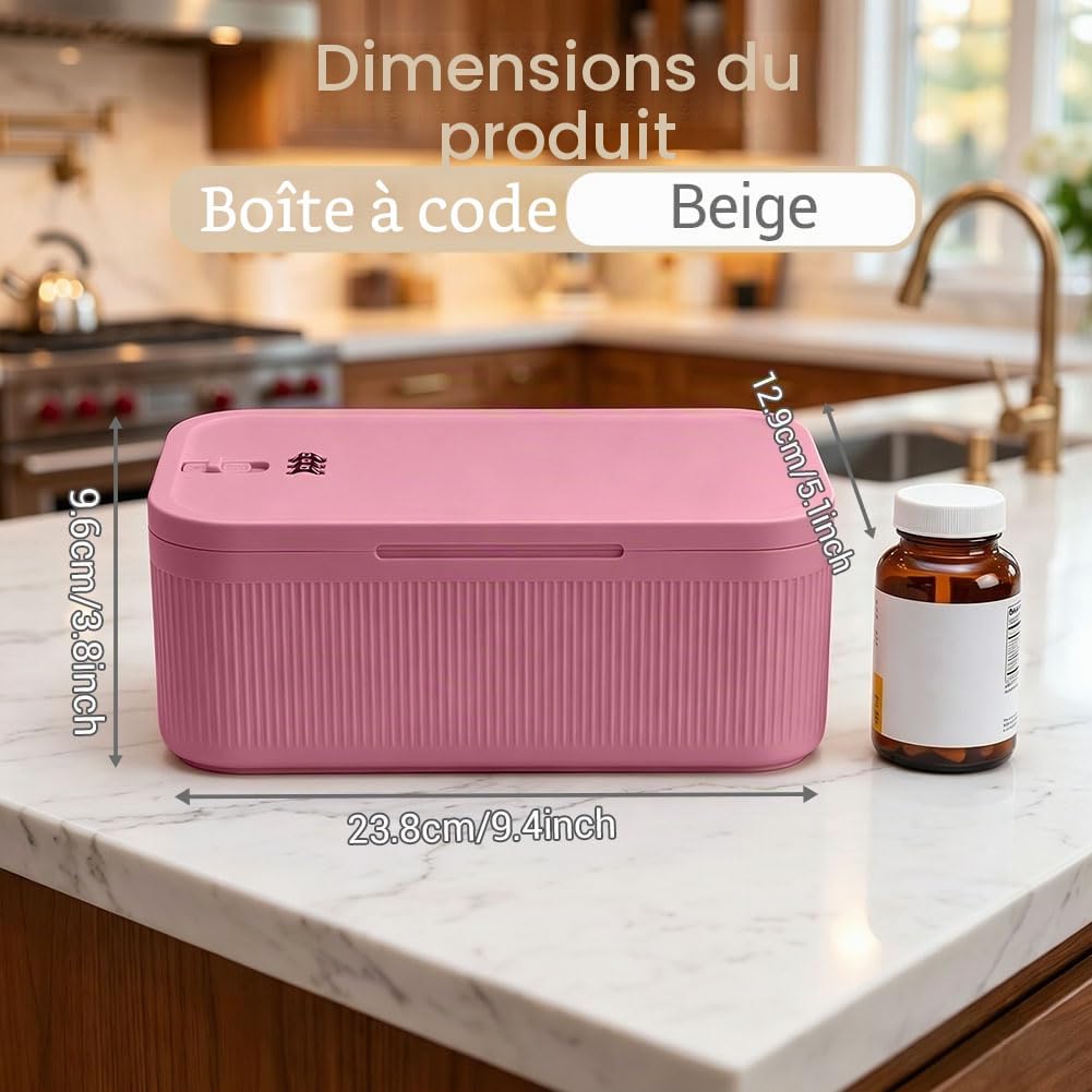 Mini coffre-fort verrouillable à 3 chiffres, petite boîte verrouillable avec serrure à combinaison pour caisse à argent, objets de valeur, médicaments, bijoux (rose)