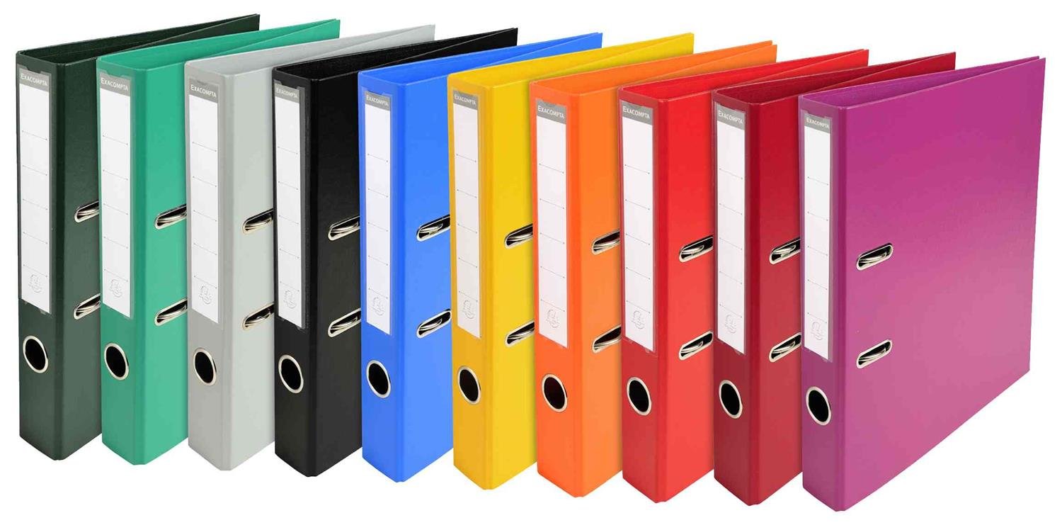 Exacompta - Raccoglitore a leva in PVC, formato A4, D50 mm, 10 pezzi, colori assortiti