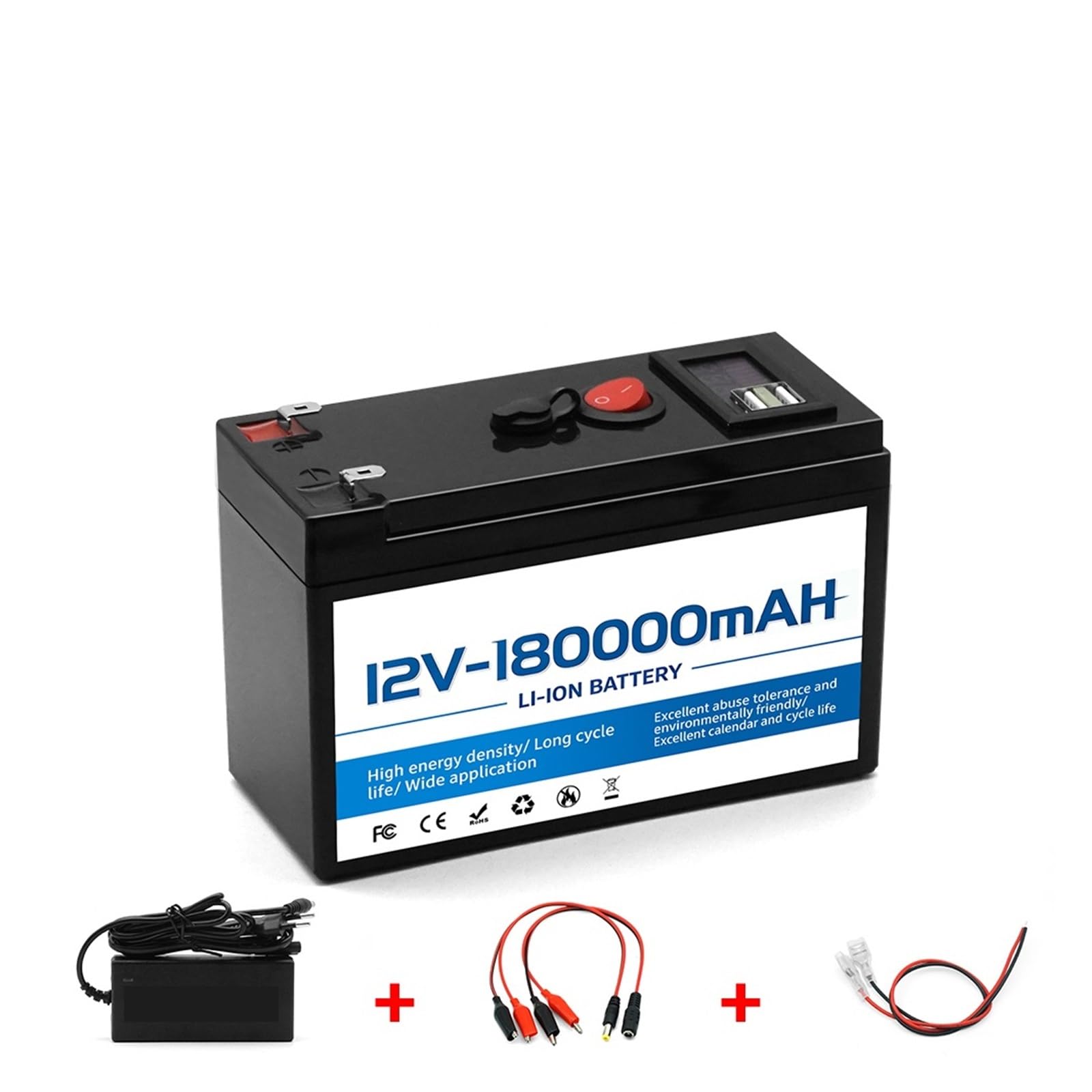Batterie Au Lithium 12 V 180 Ah LiFePO4 Avec BMS Intelligent – ​​Idéal For L'énergie Solaire, Les Camping-cars, La Marine Et Le Stockage D'énergie Domestique Hors Réseau.(12v Lithium 100Ah)