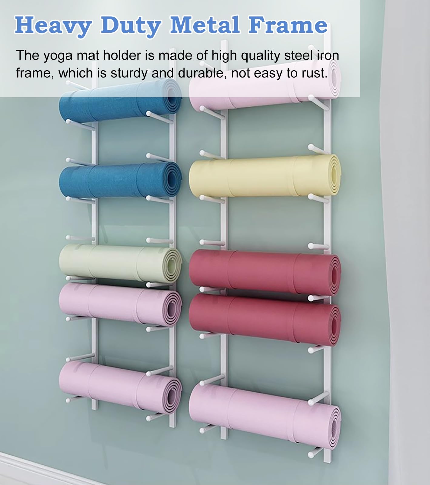 Yogamattenhalter 2er-Set Weißer Yogamattenhalter, Wand-Yogamatten-Organisation für Das Fitnessstudio zu Hause, Großes Yogamatten-Aufbewahrungsregal, Fitness-Organizer für Schaumstoffrollen