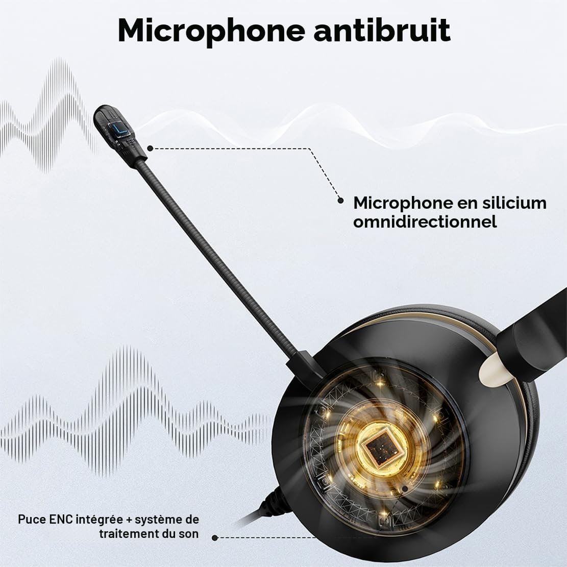 Casque Bluetooth sans fil avec microphone pour PC, casque d'ordinateur V5.2 avec micro antibruit, dongle USB, base de charge et bouton muet pour le travail, les téléphones portables, les ordinateurs